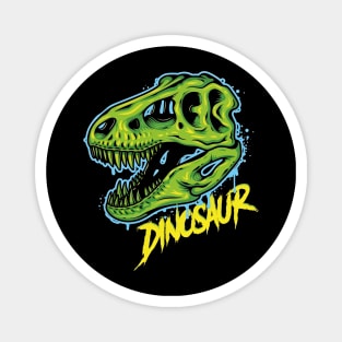 DinoSkull: Fierce T-Rex Skull with the Word 'Dinosaur' Magnet